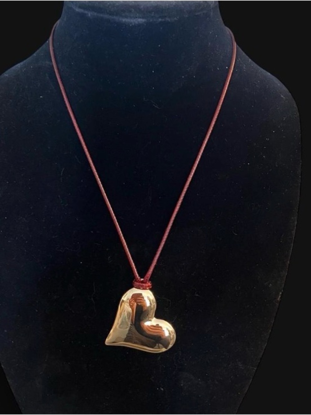 Festival vibes, Boho chic, Gold Heart Pendant Necklace on Brown Cord
